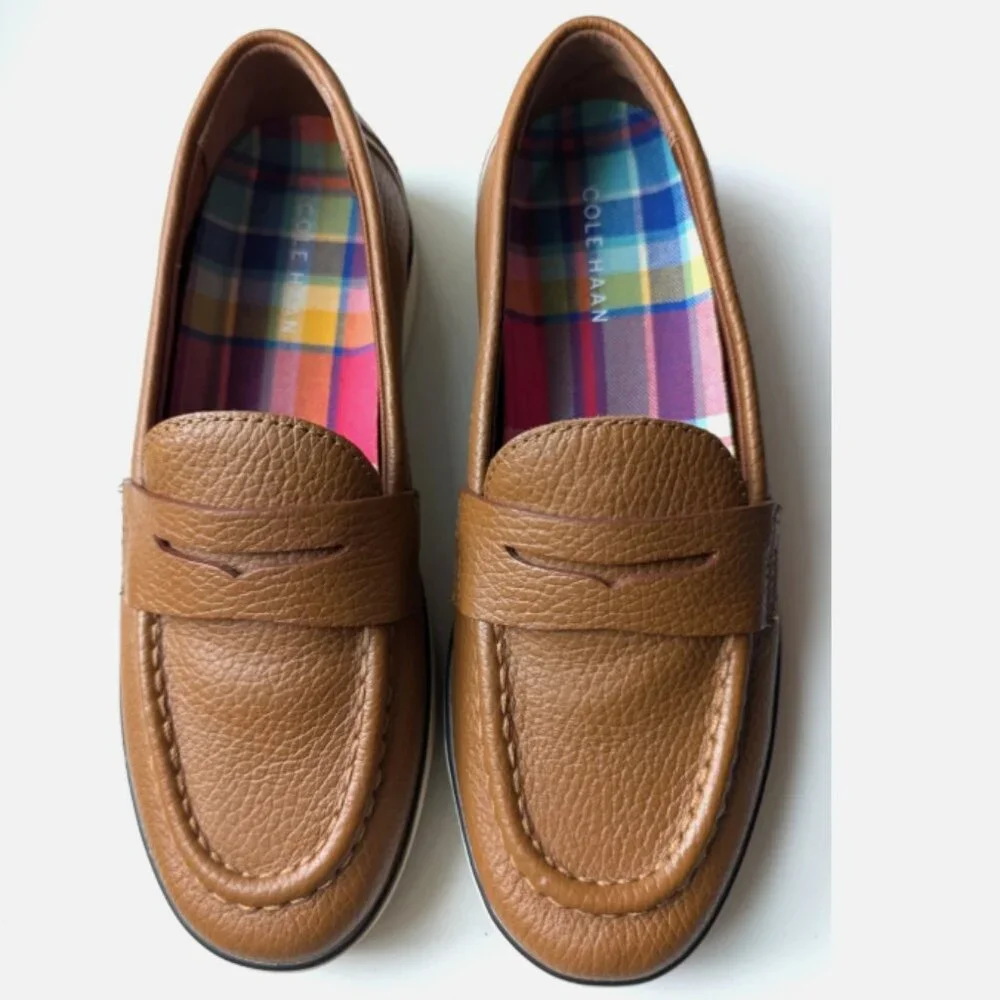 Cole Haan Kid's Leather Penny Loafers Boy's/Girl's Slip-On Brown Shoe Sz 5B Yth - Picture 2 of 5